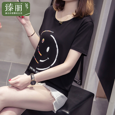 臻丽 2018夏装大码女装胖mm卡通短袖t恤仙女胖妹妹新款宽松减龄商品大图
