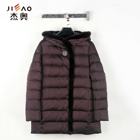 杰奥羽绒服女中长款毛绒领高贵气质加厚秋冬外套中老年女装商品大图