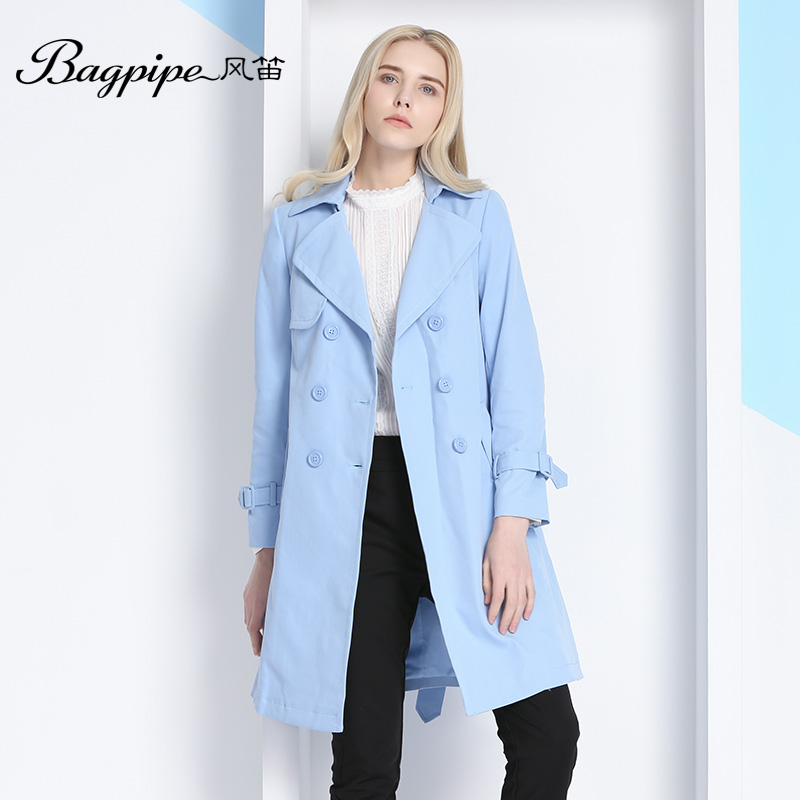 BAGPIPE\/风笛2018新款春季中长款风衣双排扣