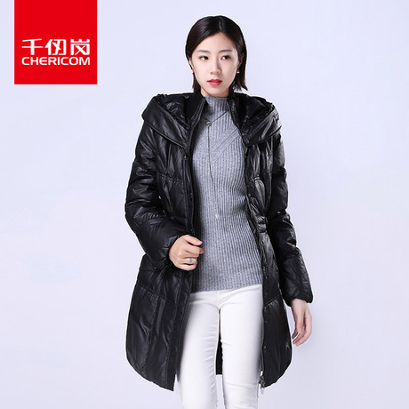千仞岗品牌清仓女式长款羽绒服中老年妈妈装时尚韩版修身显瘦商品大图