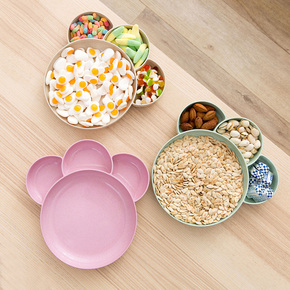 居家家熊掌分格干果盘家用创意零食盘客厅塑料糖果盘瓜子盘干果盒