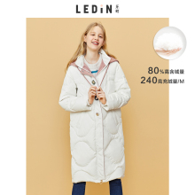 乐町装饰扣羽绒服2018秋装新款连帽白鸭绒绣花装饰扣中长款外套冬图片