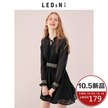 乐町2018秋装新款女浪漫雪纺连衣裙ins超火的仙女裙复古气质韩版图片