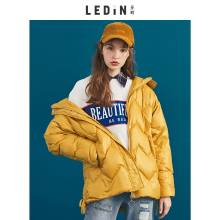 乐町设计感羽绒服2018冬装新款短款白鸭绒加厚连帽休闲外套女秋冬图片