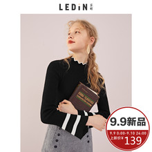 乐町2018秋装新款波浪边领口套头修身薄款毛针织衫线衫毛衣女上衣图片