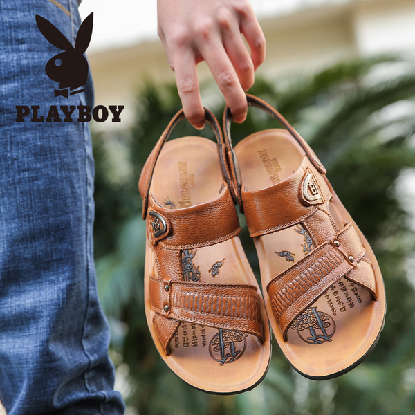 热销男凉鞋_ 2018新款 真皮沙滩鞋 夏季男士 凉