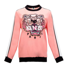 KENZO WOMAN橘粉色圆领虎头刺绣混合材质女士套头卫衣图片