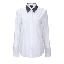 ARMANI JEANS 拼接领女士长袖衬衫 银泰图片