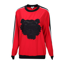 KENZO paris 黑色混合材质拼色条装饰女士长袖上衣银泰图片