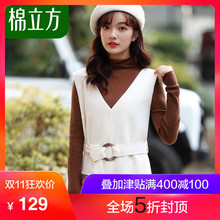 法国小众连衣裙女秋冬季2018新款棉立方中长款简约时尚背心裙子图片