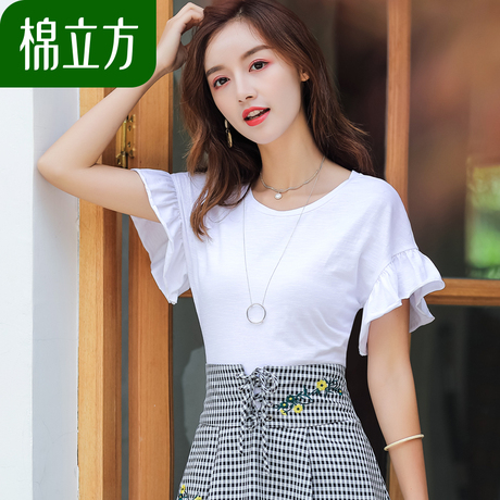 格子拼接假两件连衣裙女夏季2018新款棉立方气质甜美小个子仙女裙商品大图