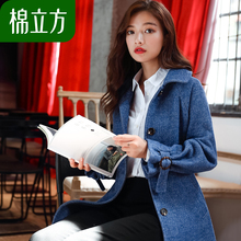 毛呢外套女中长款韩版2018冬季新款棉立方秋冬款收腰流行呢子大衣图片