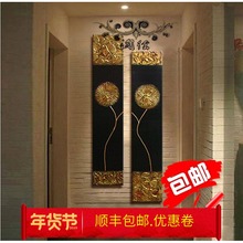 新款东南亚泰式风格手绘金箔油画无框画玄关办公室装饰画抽象壁画