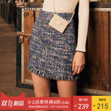 秋水伊人半身裙2018冬装新款女装短款裙子撞色流须包臀裙短裙图片