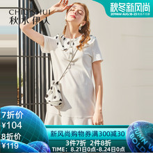 显瘦小个子裙子 波点娃娃领短袖 女装 秋水伊人连衣裙2019夏新款