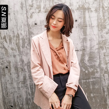 夏娜时尚长袖小西服2018新款女宽松休闲风chic小西装纯色简约外套图片
