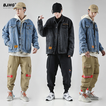 BJHG春季复古牛仔夹克男潮牌欧美街头嘻哈宽松工装 HIPHOP刺绣外套