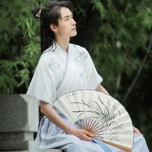重回汉唐承宇汉服男款 交领半臂上衣一片式褶裙下裙衣裳中国风夏季