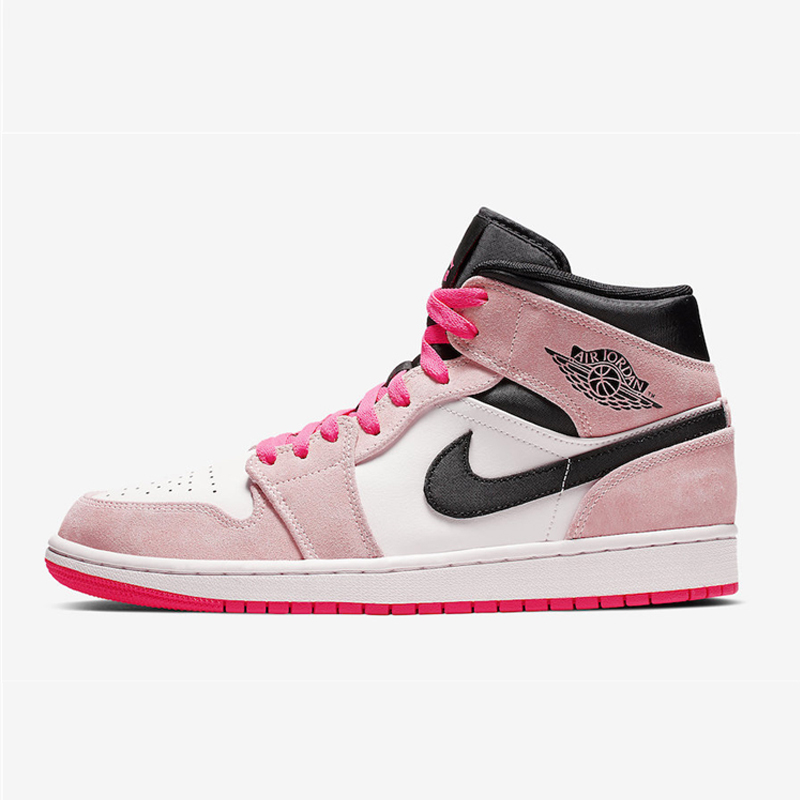 Nike Air Jordan 1 Mid AJ1 脏粉麂皮脚趾中帮男篮球鞋852542-801