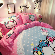 卡通纯棉四件套全棉hellokitty床单KT儿童被套凯蒂猫床笠学生床品