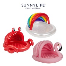 19澳洲SUNNYLIFE螃蟹火烈鸟彩虹充气遮阳浮排儿童海洋球戏水池