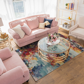 美式欧式布艺沙发北欧现代简约粉色小户型沙发可定制轻奢ins沙发