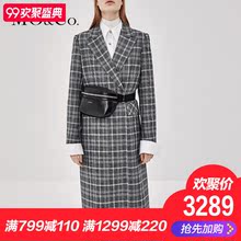 MOCO2018秋季新品复古格纹翻领中长款外套MA183OVC103 摩安珂图片