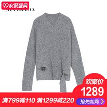 MOCO2018秋季新品个性切口V领羊毛衫MA183SWT323 摩安珂图片