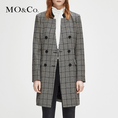 MOCO2018冬季新品复古格纹直筒中长款外套MA184OVC102 摩安珂商品大图