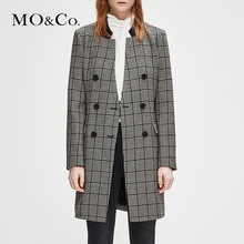 MOCO2018冬季新品复古格纹直筒中长款外套MA184OVC102 摩安珂图片