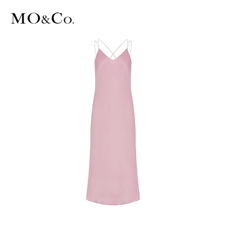 MOCO2019春季新品真丝不规则裙摆吊带连衣裙MAI1DRS012 摩安珂商品大图