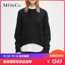 MOCO2018冬季新品纯色圆领针织羊毛毛衫MA184SWT321 摩安珂图片