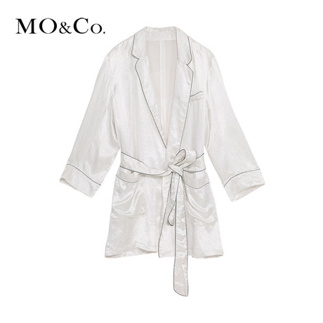 MOCO2018夏季新品睡衣风翻驳领绑带开衫MA182JKT105 摩安珂商品大图
