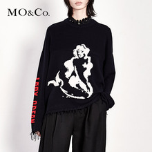 MOCO套头字母印花流苏美人鱼圆领针织衫MA174SWT315 摩安珂图片