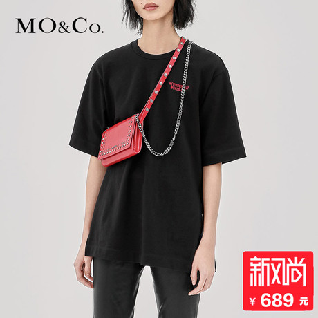 MOCO2018秋季新品套头图案印花纯棉T恤MA183TEE205 摩安珂商品大图
