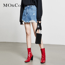 MOCO高腰牛仔a字裙显瘦半身裙夏女时尚2018新款裙子港风chic短裙图片