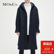 MOCO2018秋季新品暗扣中长休闲工装连帽外套MT183OVC101 摩安珂图片