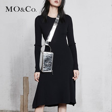 MOCO2018春季新品圆领长袖针织A字型连衣裙MA181DRS301 摩安珂图片