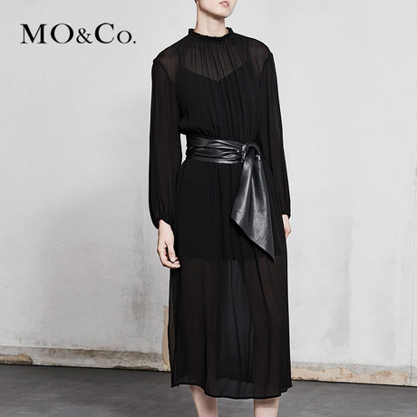 MOCO2018春季新品雪纺两件套长袖连衣裙MA181DRS114 摩安珂商品大图
