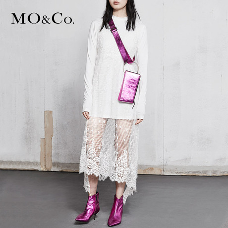 MOCO2018春季新品蕾丝钩花两件套连衣裙MA181DRS215 摩安珂商品大图