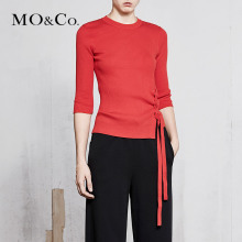 摩安珂 绑带针织衫 中袖 MA181SWT324 圆领修身 MOCO春季新品