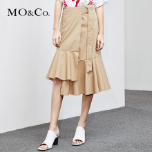 MOCO2018夏季新品中腰腰带镂空裙摆半身裙MA182SKT109 摩安珂图片