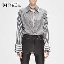 MOCO2018冬季新品翻领中性条纹衬衫MA184SHT102 摩安珂图片