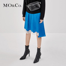 MOCO2018秋季新品松紧抽绳蕾丝拼接半身裙MA183SKT116 摩安珂图片