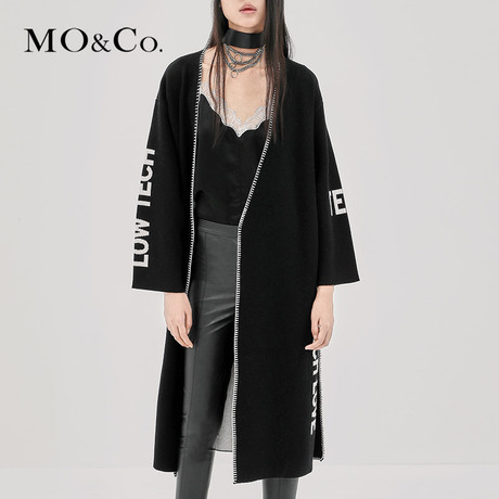 MOCO2018秋季新品个性字母羊织开衫外套MA183CAR306 摩安珂商品大图