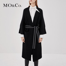 MOCO2018秋季新品纯羊毛开襟铆钉腰带外套MA183CAR301 摩安珂图片