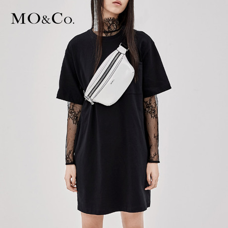MOCO2018秋季新品棉宽松潮印花中长款T恤裙MA183TEE201 摩安珂商品大图