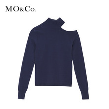 MOCO2018秋季新品高领露肩修身针织衫MK183SWT301 摩安珂图片
