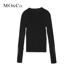 MOCO2018冬季新品个性开衩纯色针织衫MA184SWT329 摩安珂图片