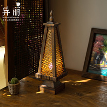 东南亚台灯 泰国风格特色竹编灯 卧室床头灯仿古创意桌灯灯具灯饰